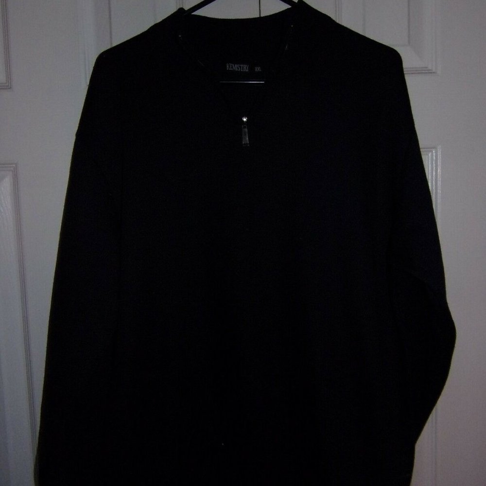 SIZE XXL MENS COTTON ZIPPER PULLOVER SWEATER BLUE